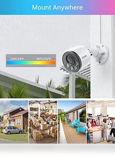 5MP 8CH PoE Security Camera System with Audio — Security Cameras, ZOSI