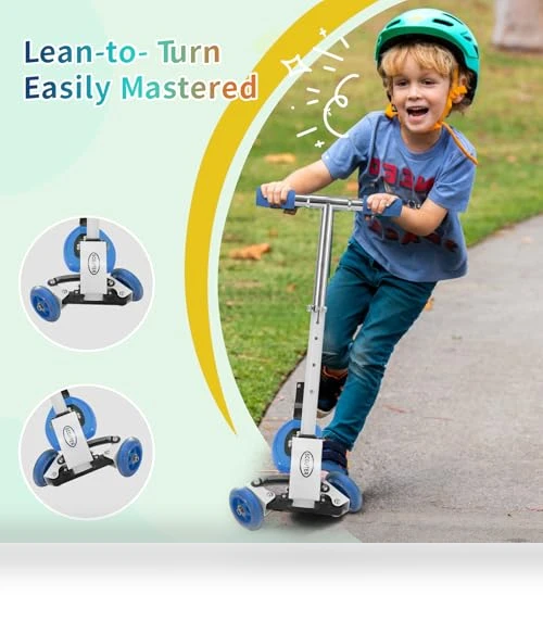 Foldable Three Wheel Lean-to-Steer Scooter for Kids — Electric Vehicles, VUGHIUA