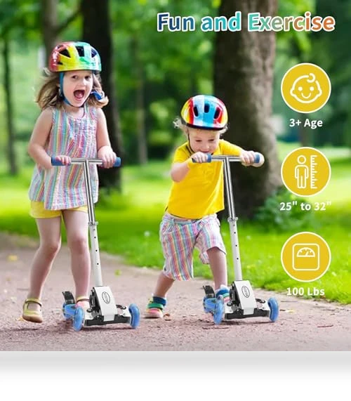 Foldable Three Wheel Lean-to-Steer Scooter for Kids — Electric Vehicles, VUGHIUA