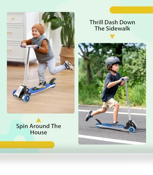 Foldable Three Wheel Lean-to-Steer Scooter for Kids — Electric Vehicles, VUGHIUA