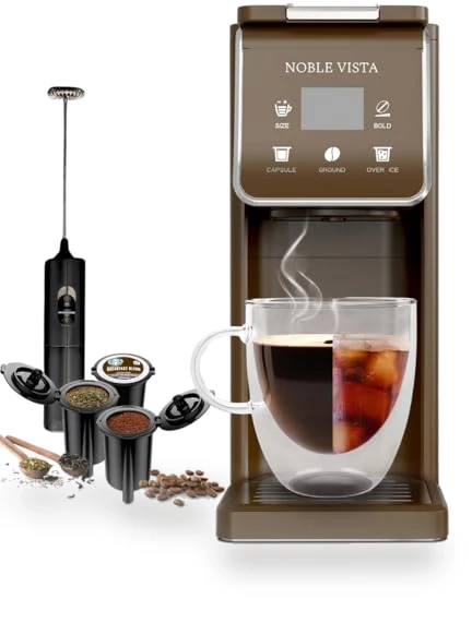 Hot And Iced Coffee Maker with Milk Frother — Coffee & Espresso Combos, NOBLE VISTA