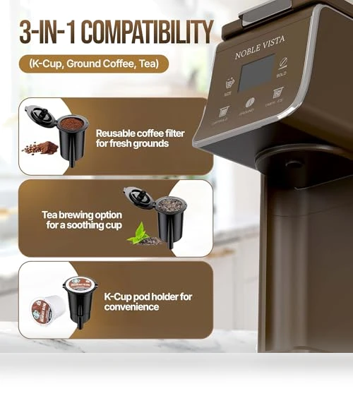 Hot And Iced Coffee Maker with Milk Frother — Coffee & Espresso Combos, NOBLE VISTA