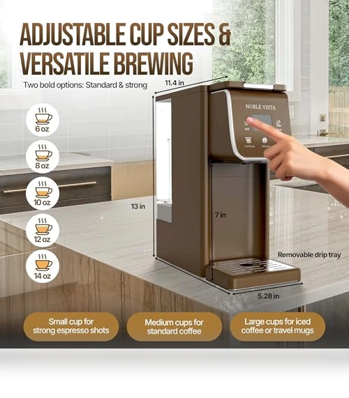 Hot And Iced Coffee Maker with Milk Frother — Coffee & Espresso Combos, NOBLE VISTA