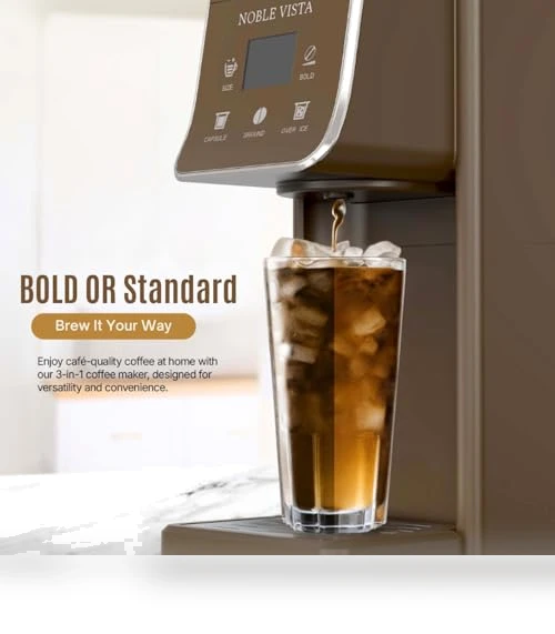 Hot And Iced Coffee Maker with Milk Frother — Coffee & Espresso Combos, NOBLE VISTA