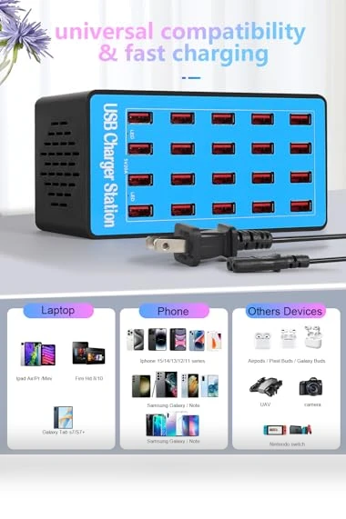 100W 20-Port USB Charging Station — Power Hubs, Shenzhen Wanlongxin Electronic Technology Co., Ltd.