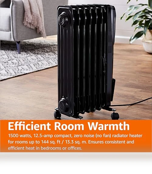 Oil Heater, Radiator Heater for Indoor Use — Portable Heating Solutions, Amazon Basics