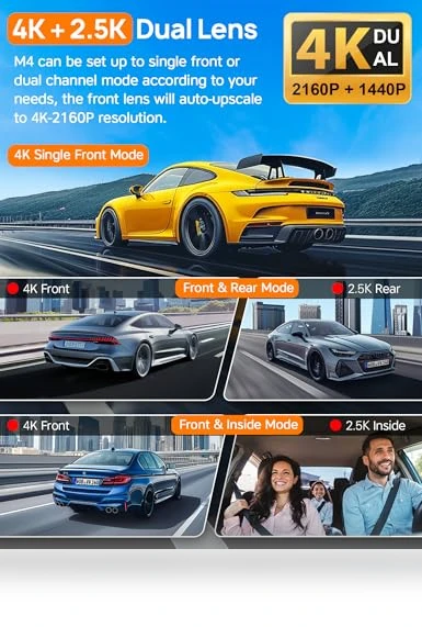 Triple Channel Dash Cam with WiFi 6 — Rearview Cameras for Cars, Icesky