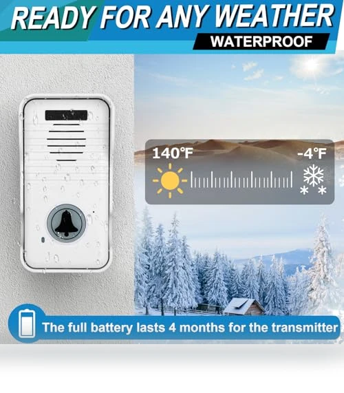 Wireless Doorbell System & Full Duplex Intercom — Chimes, UHAXZ