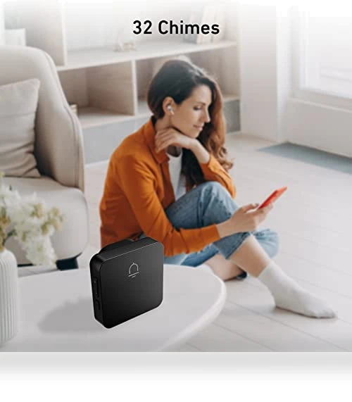 Wireless Doorbell with 2 Receivers — Chimes, SECRUI