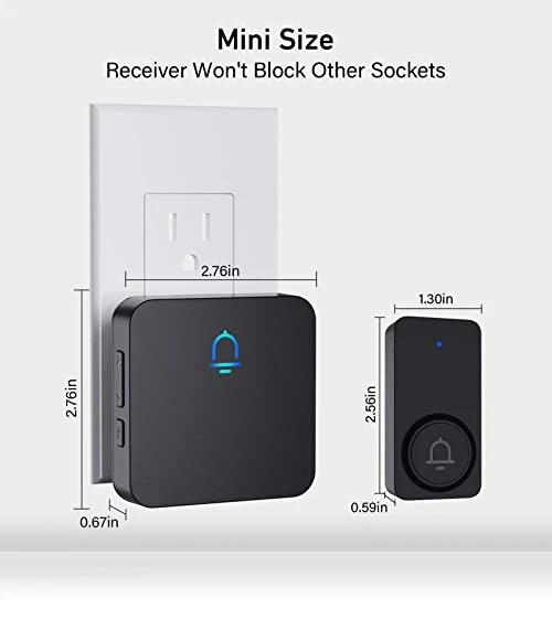 Wireless Doorbell with 2 Receivers — Chimes, SECRUI