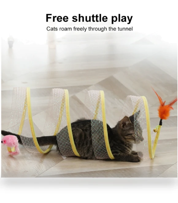 Collapsible Cat Tunnel Spring Toy — Tunnels