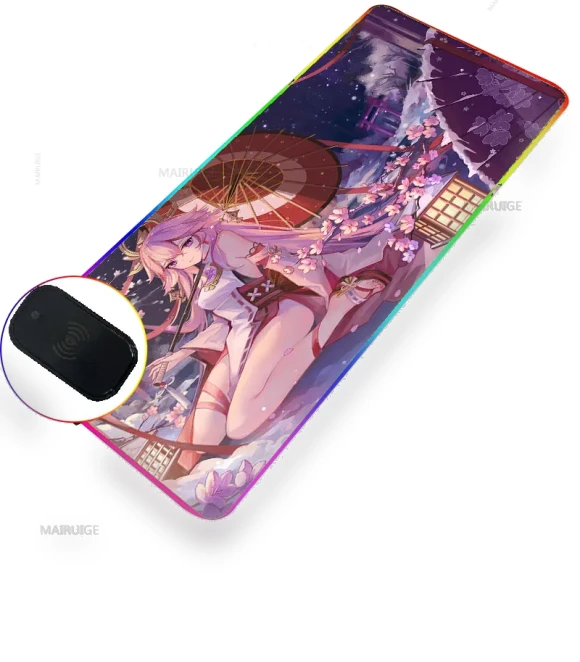 RGB Computer Waterproof Large Mouse Pad with Wireless Phone Charger — Mouse Pads