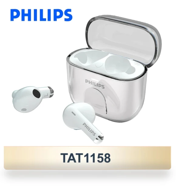Wireless Bluetooth 5.3 Headset Mini Crystal Shell Earbuds — In-Ear Headphones, Philips