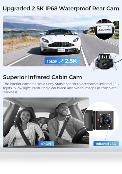 3 Channel Dash Cam — Dashboard Cameras, AZDOME