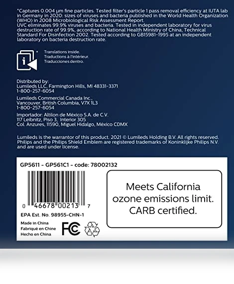 Small Portable HEPA Air Purifier with LED UVC Purification — Portable Air Purifiers, Philips Automotive Lighting