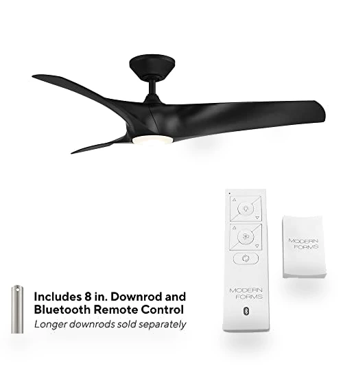 Smart Indoor and Outdoor 3-Blade Ceiling Fan with Adjustable LED Light Kit — Ceiling Fan Wall Controls, Modern Forms