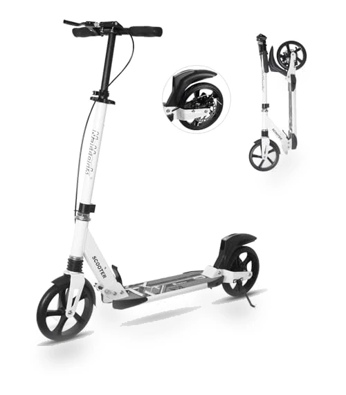 Adjustable Height Folding Kick Scooter with Large Sturdy Wheels — Push Scooters, Nattork