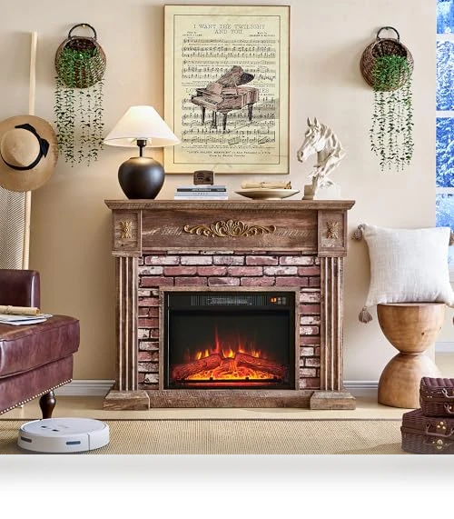Electric Fireplace with Mantel — Outdoor Fireplaces, Aitjunz