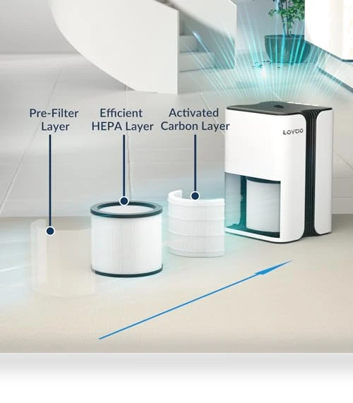 HEPA Air Purifier with Night Light and Aromatherapy — Activated Carbon Air Purifiers, Loytio