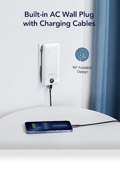 Portable Charger with Built-in Cables and Wall Plug — Charging Solutions, VEGER