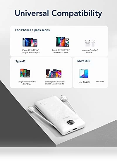 Portable Charger with Built-in Cables and Wall Plug — Charging Solutions, VEGER