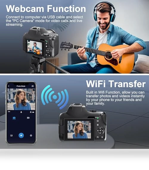 12X Optical Zoom 4K Digital Camera with WiFi & App Control — Professional DSLR Cameras, MAXKERUN