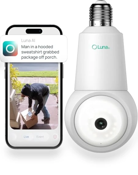 2K Light Bulb Security Camera — Smart Home Security, LUNA HOME, LLC