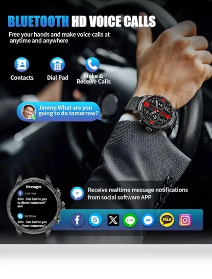 Extra Large Screen Smartwatch with Flashlight — Smartwatches, HIRREO