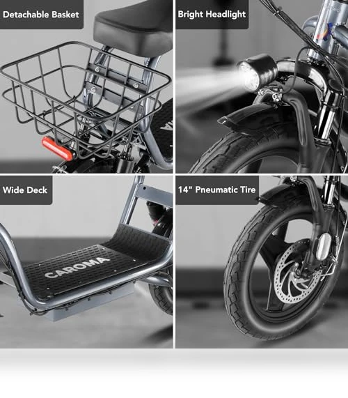 Foldable Electric Scooter with Seat — Electric Vehicles, Caroma