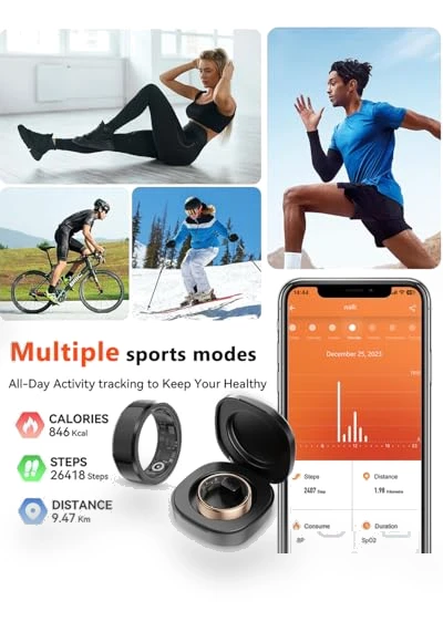 Health Tracker Smart Ring — Fitness Bands, VNEXFU