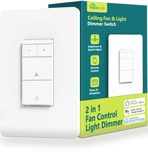 Smart Ceiling Fan Control and Dimmer Light Switch — Ceiling Fan Wall Controls, TREATLIFE