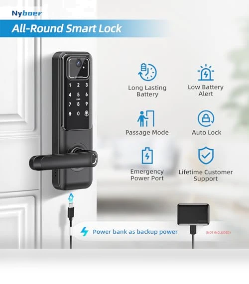 Video Smart Door Lock with Fingerprint — Smart Home Security, Nyboer