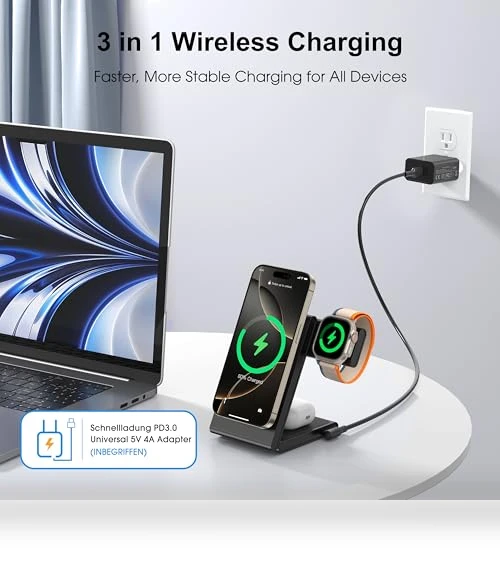 3 in 1 Wireless Charging Station for Multiple Devices — Chargers, CUCICU