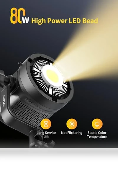 80W LED Video Light with APP Control — Photography Lighting & Studio Equipment, RaLeno