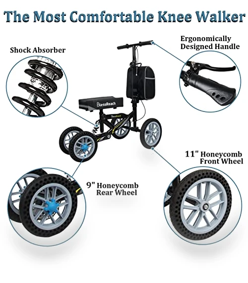 All Terrain Foldable Knee Scooter Walker — Low Strength Tools, BlessReach
