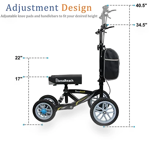 All Terrain Foldable Knee Scooter Walker — Low Strength Tools, BlessReach