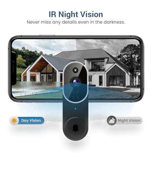 Wireless Video Doorbell Camera with Chime — Smart Home Security, Guggre