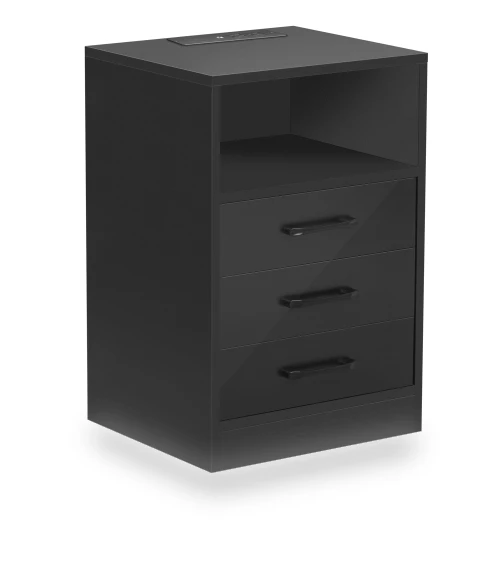 Nightstand with 3 Drawers and Cabinet — Nightstands