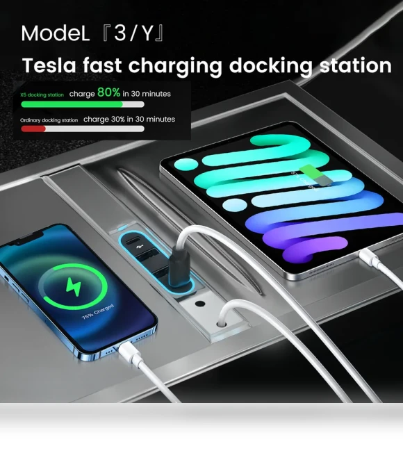 QC Docking Station with LED Light - Slide Cover USB Center USB Hub — USB Hubs