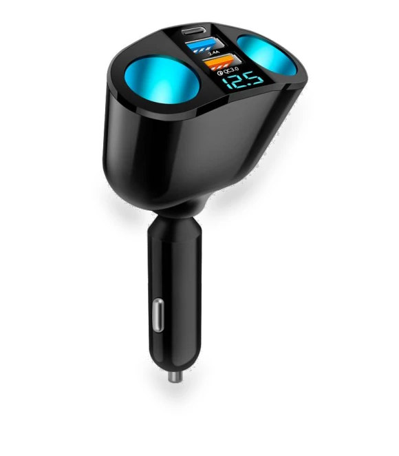 Dual USB Type-C Car Charger with Digital Display — Chargers