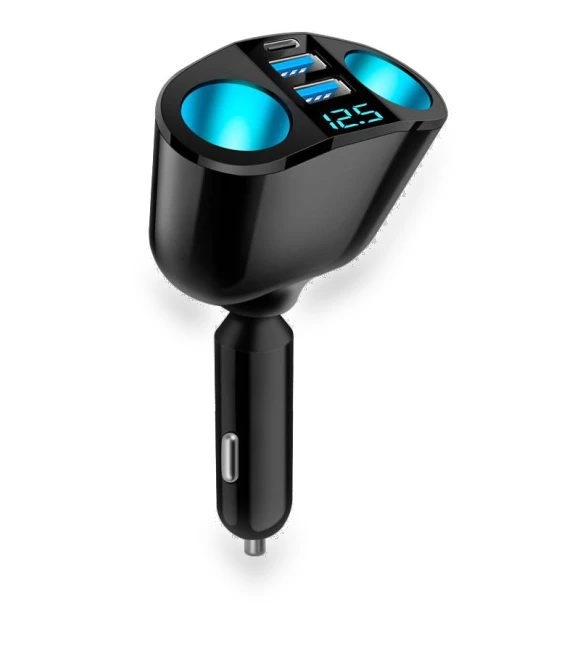 Dual USB Type-C Car Charger with Digital Display — Chargers