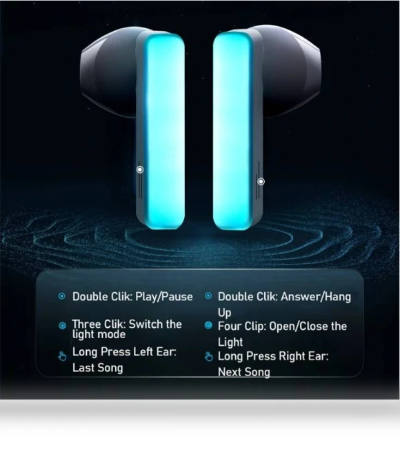 TWS Earbuds Bluetooth Earphone with Cool LED Light — In-Ear Headphones, JOYROOM
