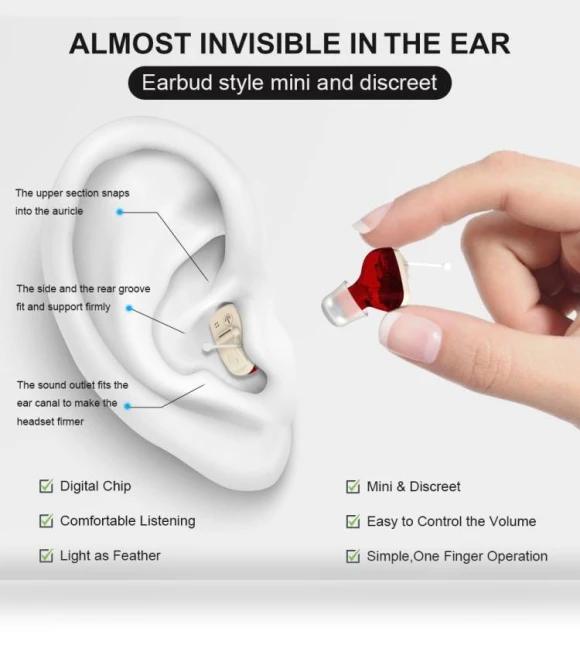 Invisible In-Ear Hearing Aid Sound Amplifier — Hearing Support