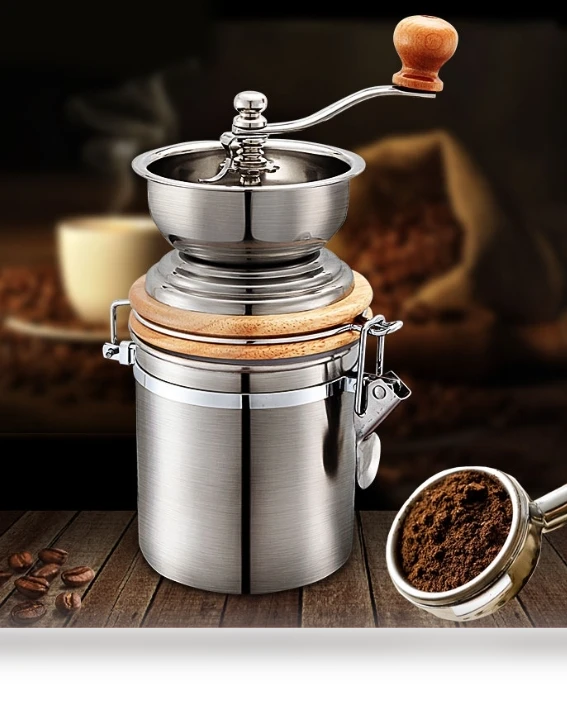 Stainless Steel Hand Crank Coffee Bean Grinder — Electric Blade Coffee Grinders