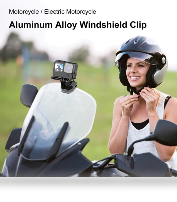 Motorcycle Windshield Action Camera Mount Clip — Camera Brackets, PULUZ
