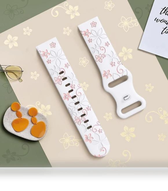 Two Color Bauhinia Embossed Silicone Watch Band — Bands