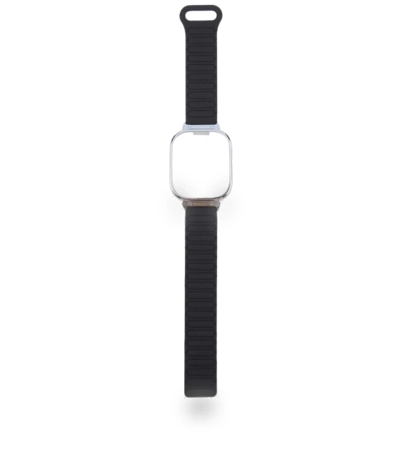 Metal Silver Frame Integrated I-shaped Magnetic Silicone Watch Band — Fitness Bands, Redmi