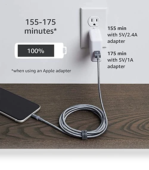 Fast Charging USB-A to Lightning Nylon Braided Charger Cable — Chargers & Cables, Amazon Basics