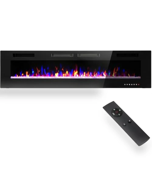 Electric Fireplace 72 Inch Wall Mounted & Recessed — Tabletop Fireplaces, Sophia & William