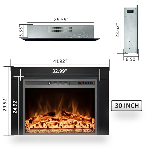Electric Fireplace Insert with Metal Trim Kit — Tabletop Fireplaces, Kentsky